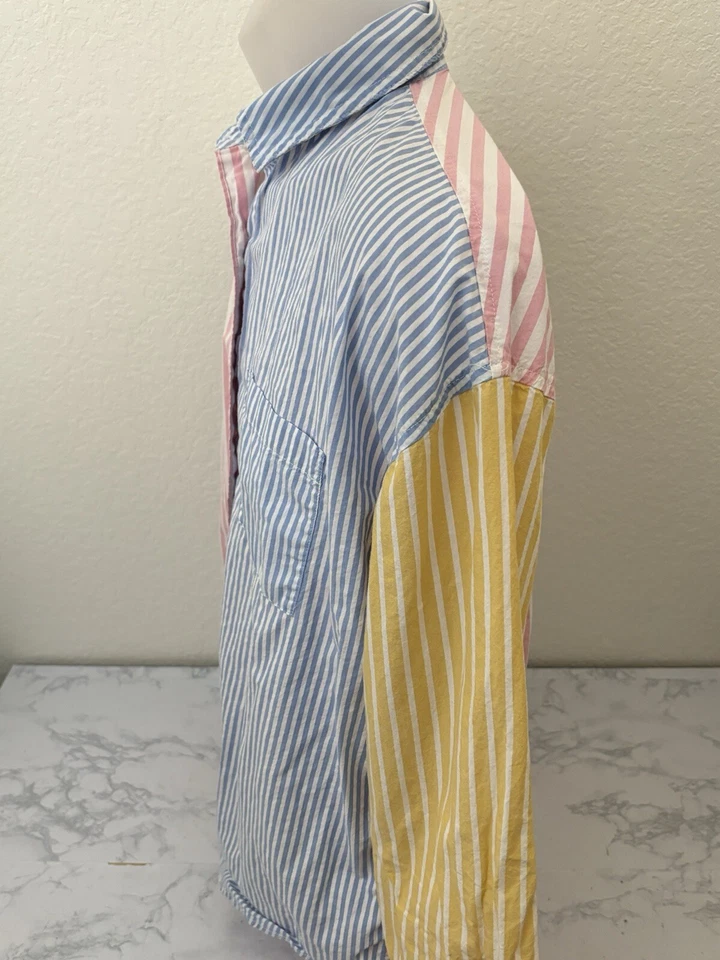 Camisa Aeropostale Abotonada Para Hombre M Manga Larga Azul Marino Algodón Bloques de Color Rayas C1 Foto 2 de 4