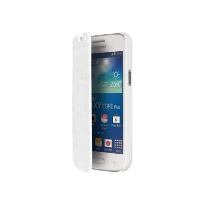 ETUI FOLIO A RABAT SAMSUNG GALAXY CORE PLUS BLANC ECO-CUIR (PU) - Photo 1/3