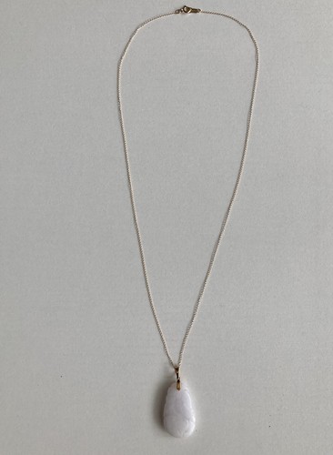 14k Yellow Gold White Jadeite Oval Carved Pendant 18” Necklace 5.6g Vintage 585 - Picture 11 of 24
