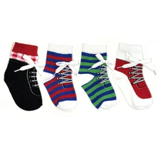 Wrapables Non-Slip Silly Sneaker Socks for Baby (Set of 4)
