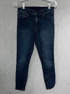 KSubi Jeans Womens Size 27 Blue Spray On Hammered Jeans Adule Ankle Zip