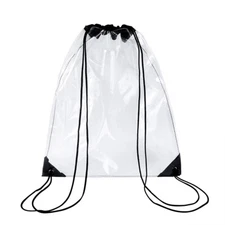 Clear Gym Drawstring Bags for Stadium, Travel - Waterproof Transparent Backpack