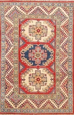 Geometric Super Kazak Oriental Area Rug Hand-knotted Vegetable Dye 3'x5' Carpet