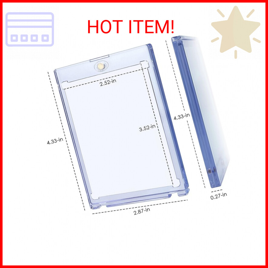 Magnetic Card Holders - 10 Ct, 35 Pt Hard Plastic Protectors For Trading Cards, MTG, Sports Cards
