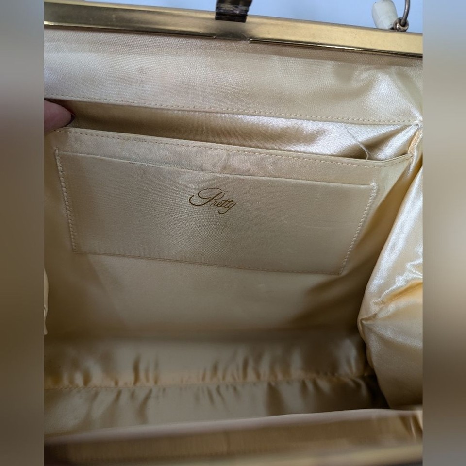 Vintage 1960s Pretty Ivory Alligator Crocodile Leather Tote Handbag