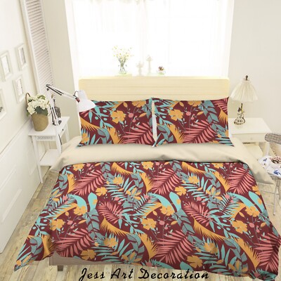 3D Flower Leaves Flora Pattern Quilt Cover Set Bedding Sets Pillowcases Queen 12