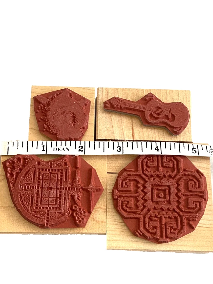 Lote de 4 SELLOS DE GOMA CLUB SCRAP EDICIÓN LIMITADA Guitarra Salsa y Jardín Formal Foto 3 de 3