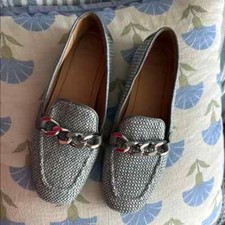 Donald J Pliner Women's Gray Loafers with Chain Detail