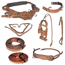 New Leather Driving Harness Set for Single Horse Cart Tan Full Cob Pony Shetland