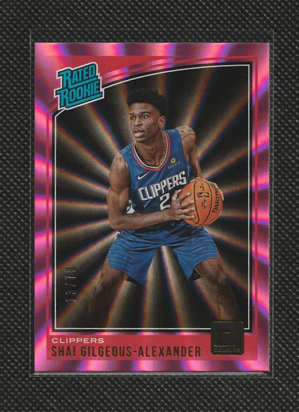 2018-19 Donruss SHAI GILGEOUS-ALEXANDER PINK LASER /79 RATED ROOKIE RC #162