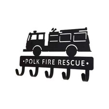 Personalized Fire Truck Key Hanger โ5 Hooks - Honor Your Heroes! Made in USA