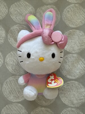 Ty Beanie Babies Hello Kitty Easter Bunny Pastel Ears 6'' Plush Doll 2013