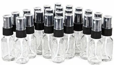 Clear Glass Spray Bottles - 24 Pack  15ml (1/2 oz) Clear Black Fine Mist Sprayer