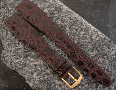 Vintage Hirsch Chocolate  Croco-Grain  20mm  Open-Ended Strap