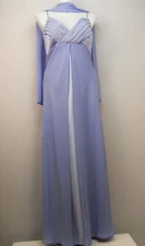 Aspeed Ladies Formal Dress Chiffon Overlay With Scarf Blue Size 4XL