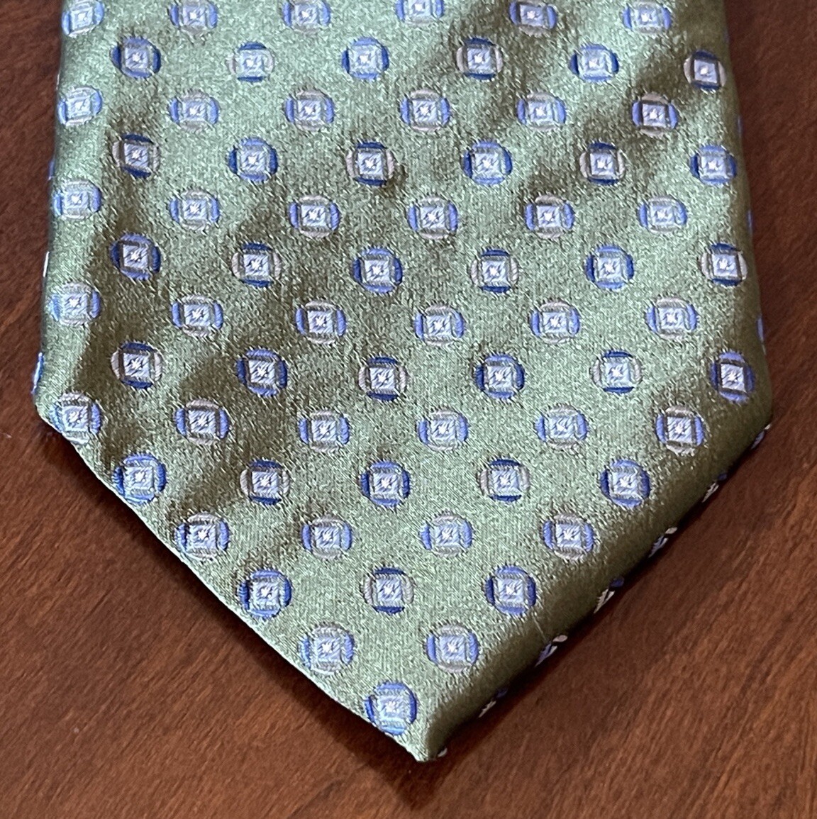 Geoffrey Beene Green Blue 68% Silk 32% Polyester Made In China Extra Long