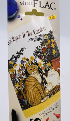 Mini Garden Flag Cat Tea Thyme in the Garden Floral 10.5'' x 14'' Impressions