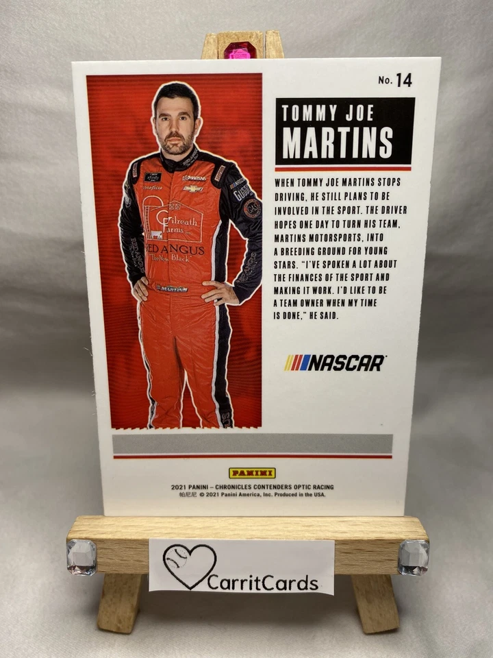 TOMMY JOE MARTINS 2021 Panini Contenders Optic Racing #14 Rookie RC - Image 3 of 4