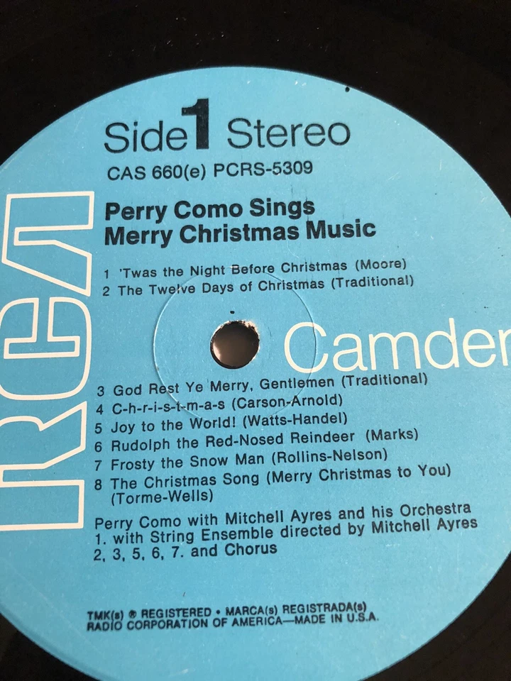 Perry Como Sings Merry Christmas Music Vintage LP - Image 4 of 4