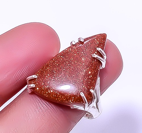 Golden Sunstone 925 Sterling Silver Solitaire Ring s.9.5 R7919-51 Valentine Gift