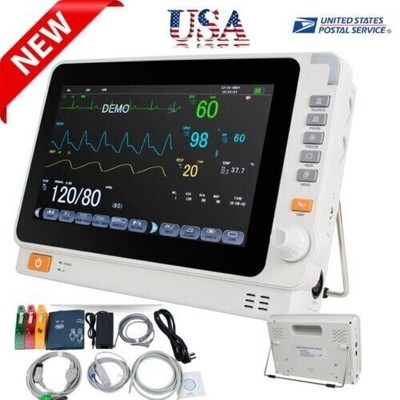 Portable 10Inch Multi-Param Vital Signs Monitor - ECG NIBP RESP TEMP SPO2 PRCE