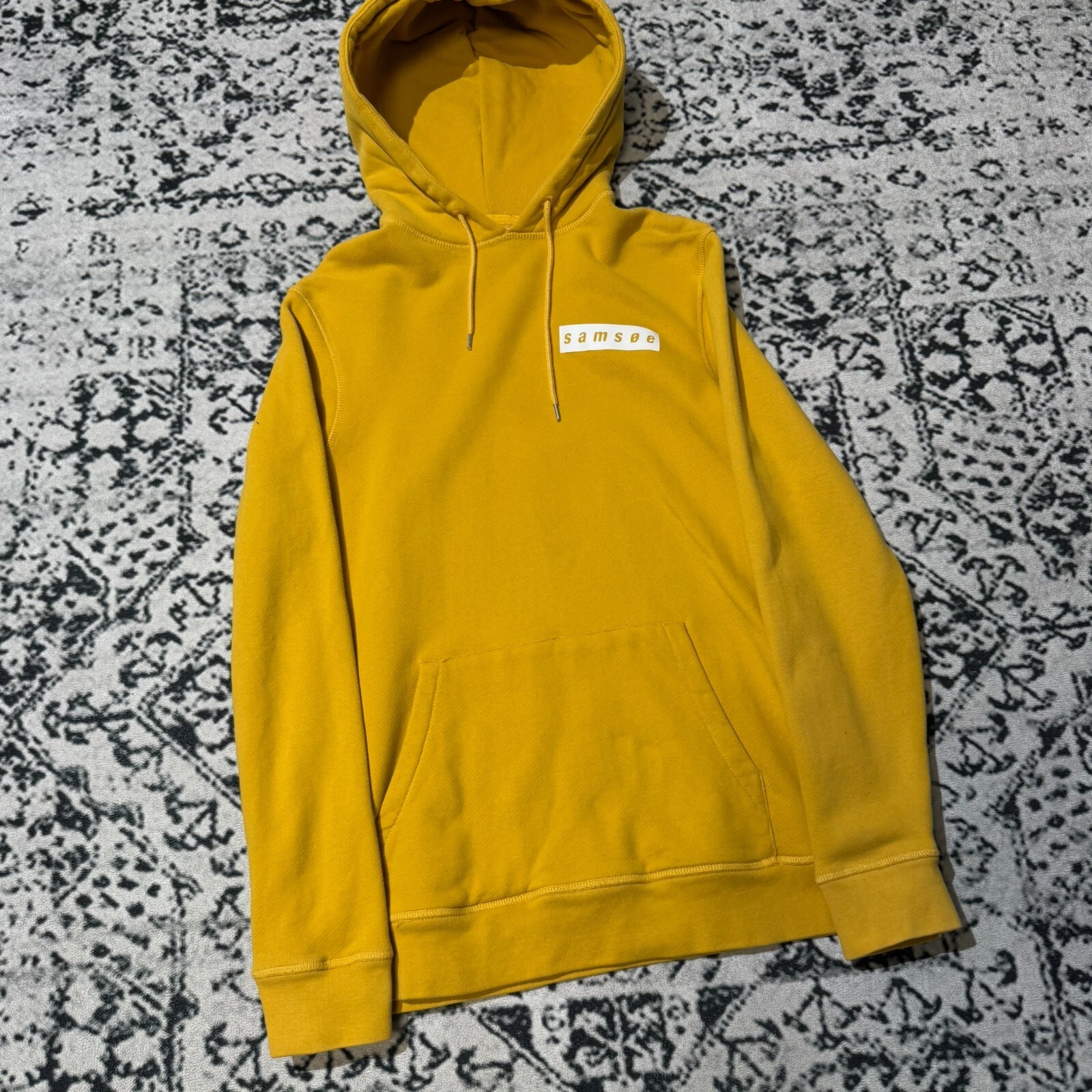 GUCCI Felpa con cappuccio vintage unisex cotone giallo taglia S Samose Y2K anni 90 streetwear vestibilità regolare