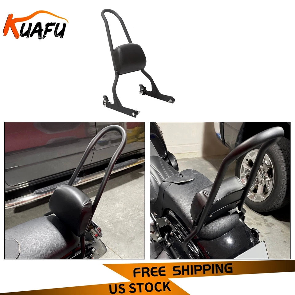 Detachable Backrest Sissy Bars Pad For Harley Fatboy LO FLSTF Softail FXST FLST Foto 3 de 4