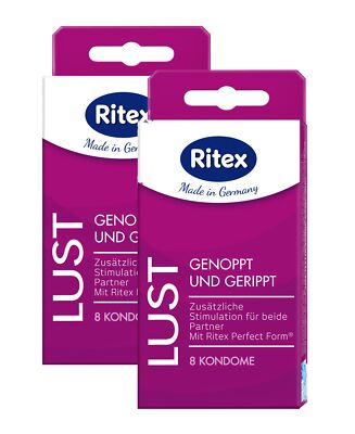 Frei Haus: 16 ( 2 x 8er ) Ritex Lust Kondome - Stimulierend, Genoppt & Gerippt