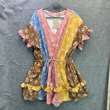 Women's Floral Print Color llock Romper XL Polyester