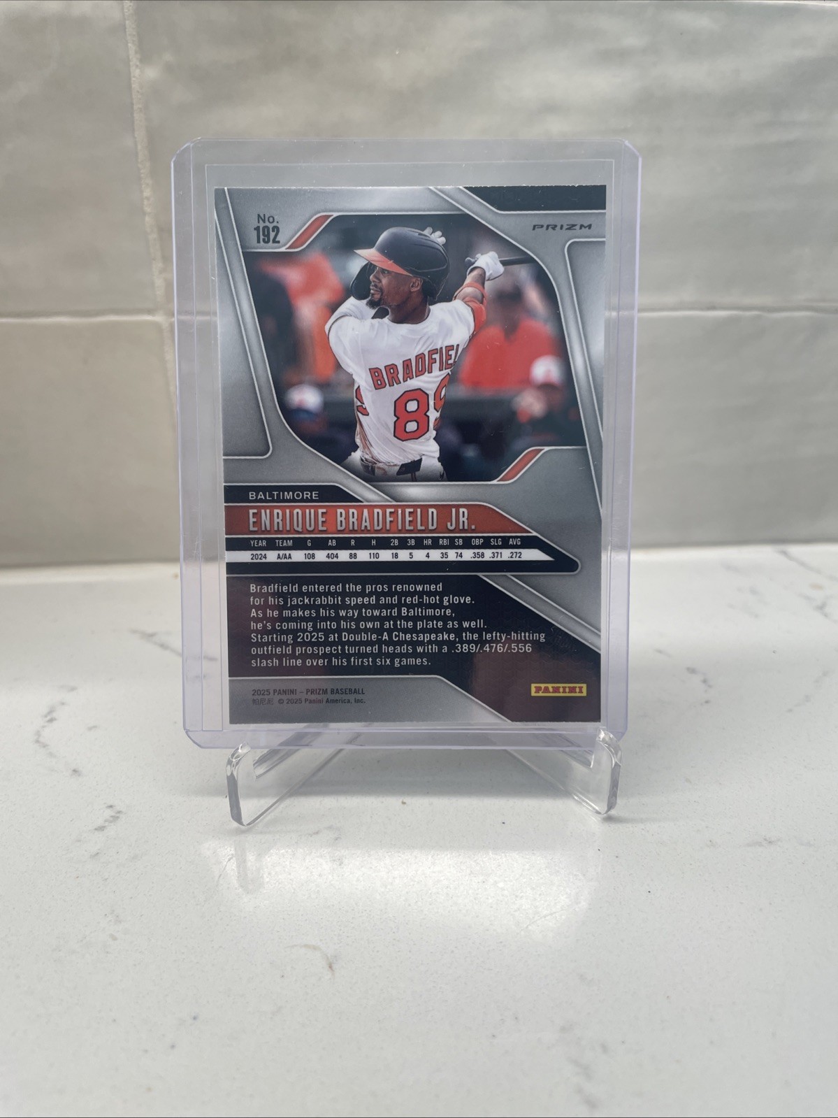 2025 Panini Prizm Enrique Bradfield, Enrique Bradfield #192 Silver Prizm view 2