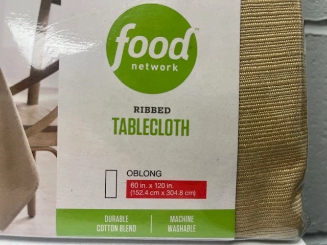 FOOD NETWORK Ribbed Tablecloth Medium Brown 60"x 120" Cotton Blend Easy Care NEW - Image 2 of 4