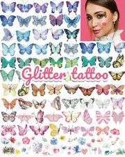 100Pcs Glitter Butterfly Temporary Tattoos for Adult , Fake Butterflies Wings...