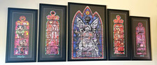 Jamie Hewlett Gorillaz Stained Glass Window SIGNED Full Set 5 Prints Framed Mint