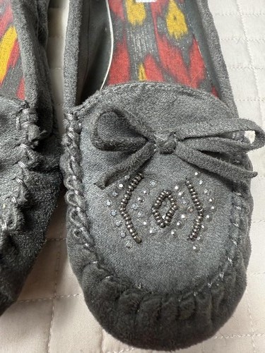American Eagle Womens Size 9.5 Loafer Moccasin Flats Gray Faux Suede - Picture 2 of 10