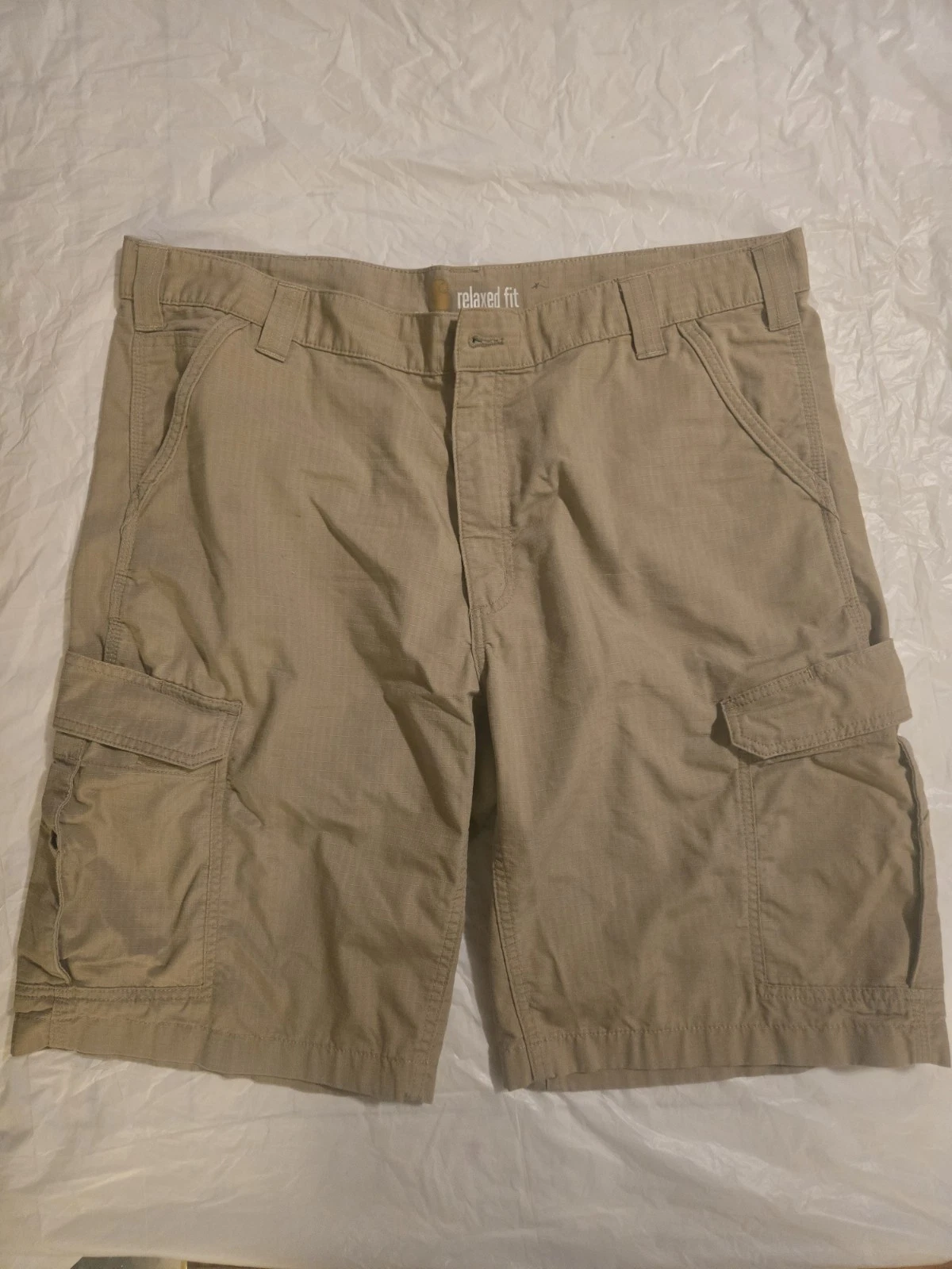Carhartt Force Relaxed Fit Cargo Shorts Mens 40 Khaki Ripstop Utility Workwear