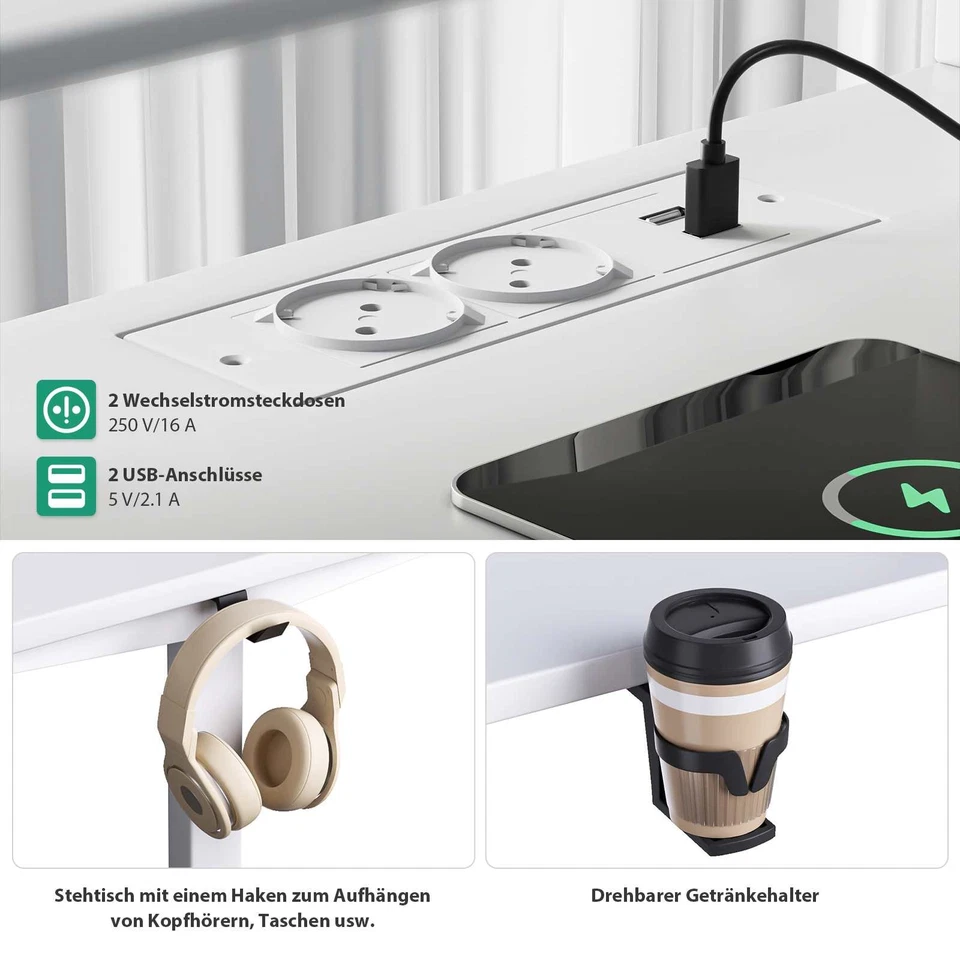 Höhenverstellbarer Schreibtisch L Form Elektrisch Dual-Motor 2-Fach-Teleskop - Bild 4 von 4