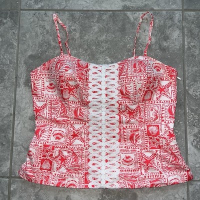 Lilly Pulitzer Shelli Top Mizner Red Seaside Harbour Sleeveless Tank 015491 sz 4