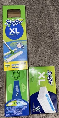 Swiffer XL Sweeper Dry/Wet Mop Kit - XL Sweeper, 8 Dry,  2 Wet, 1 Box Of 16