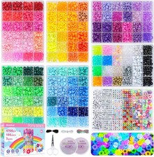 Pony Beads Bracelet Making Kit with 144 Colors and 800pcs Letter Beads
