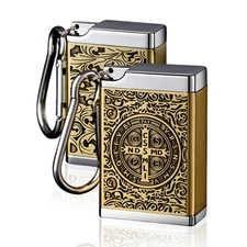 Yaesina 2 Pack Portable Matel Ashtray with Lid Smell Proof & Keychain for Travel