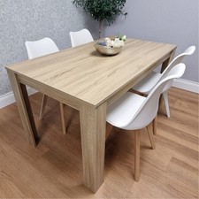 Dining table and 4 chairs kitchen set of 4 oak effect table white grey chairs 
