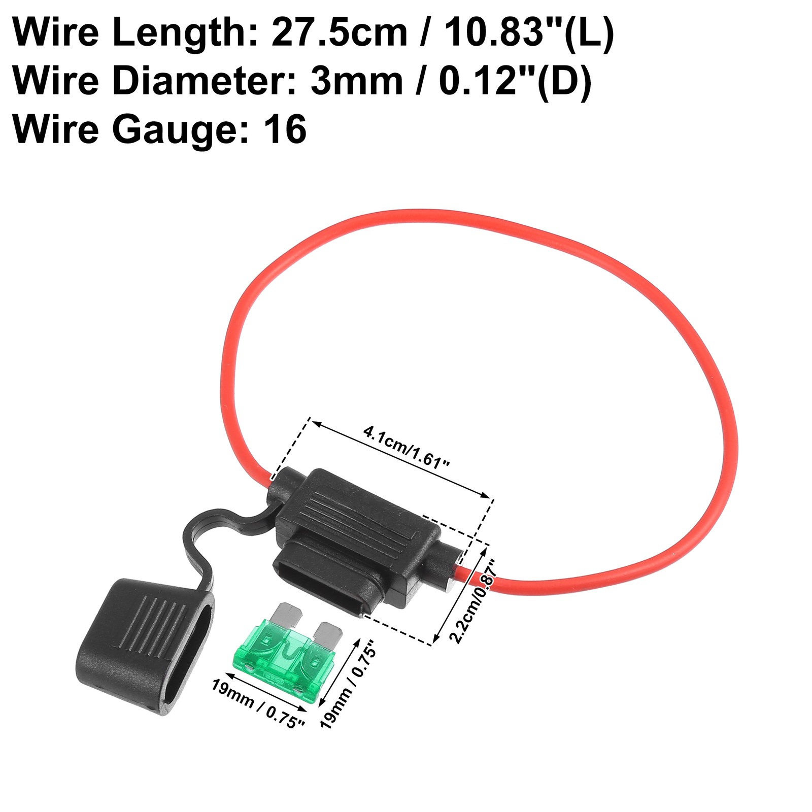 4 Set DC 12V 16AWG ATC Blade Style Inline Fuse Holder with 30A Standard Fuse