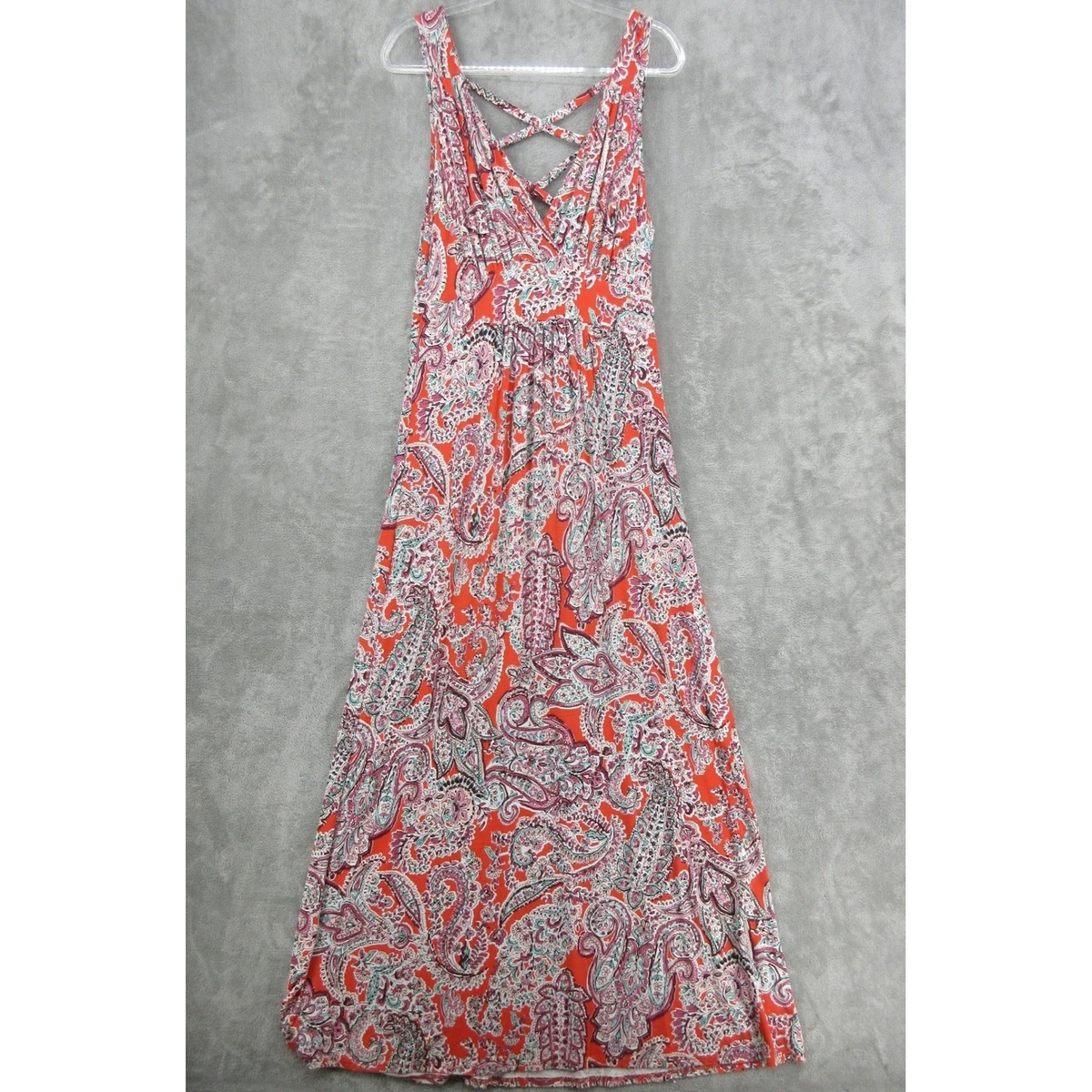 maternity maxi dress coral Women's Maternity & Post Natal Pink multi 3 teired cotton maxi dress Medium