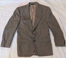 Vintage Burberrys Mens 42R Tan Houndstooth Wool Blazer USA Union Made Sport Coat
