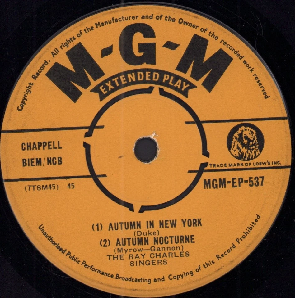 Ray Charles Singers Autumn Memories 7" vinyl UK Mgm ep in pic sleeve MGMEP537 - Image 3 of 3