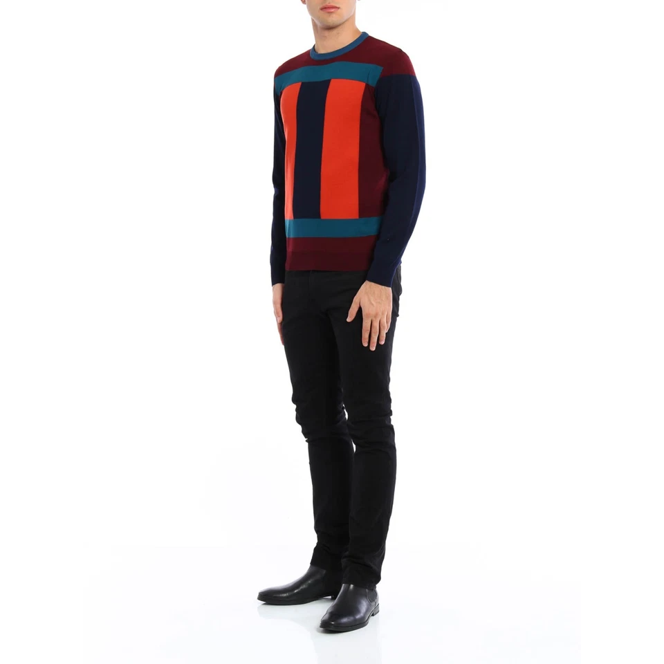 Raro Suéter Salvatore Ferragamo Italiano Bloque de Color Lana Virgen Para Mujer Talla L Foto 4 de 4