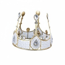 Gold Crystal Bridal Headpiece Wedding Tiara Crown with Pearls Elegant Vintage