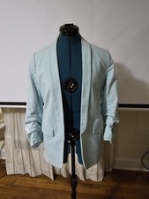 Light Turquoise Blazer, Stretchy Cotton XS