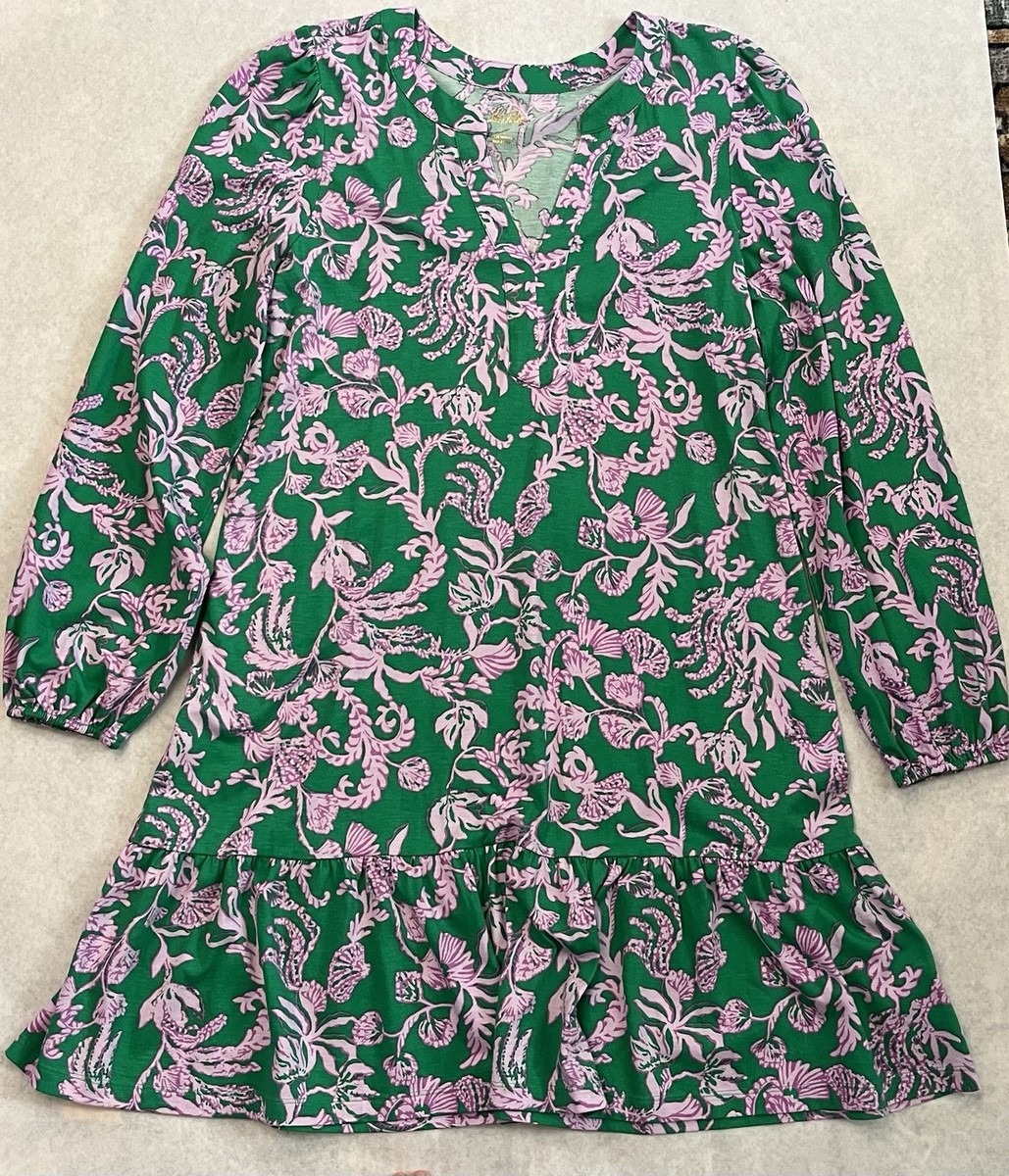 navy blue dress for baby girl Lilly Pulitzer Alyssa A-Line Dress (Green And Lilac) Large