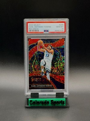 KARL-ANTHONY TOWNS 2023-24 Select Courtside #205 Red Disco Prizm 25/49 PSA 10